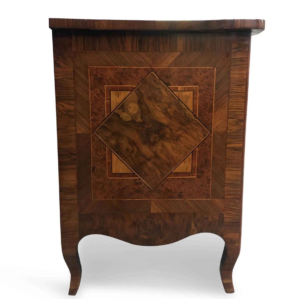 18th Century Italian Louis XV Commode Burl Marquetry Bolognese Chest Of Drawers-photo-3