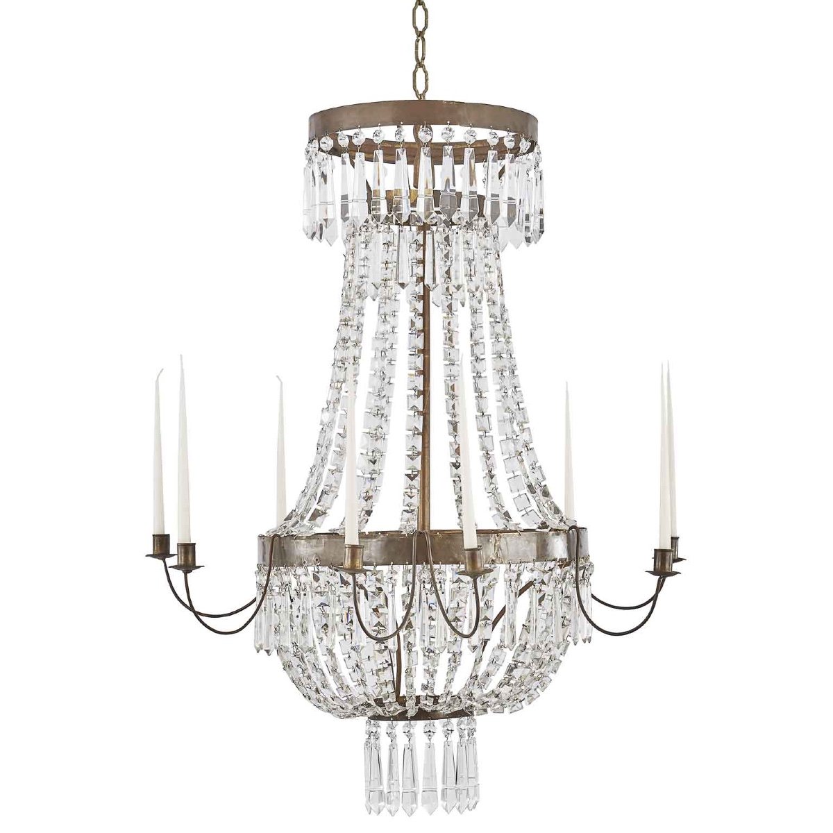 Lustre En Laiton Et Cristal  1800