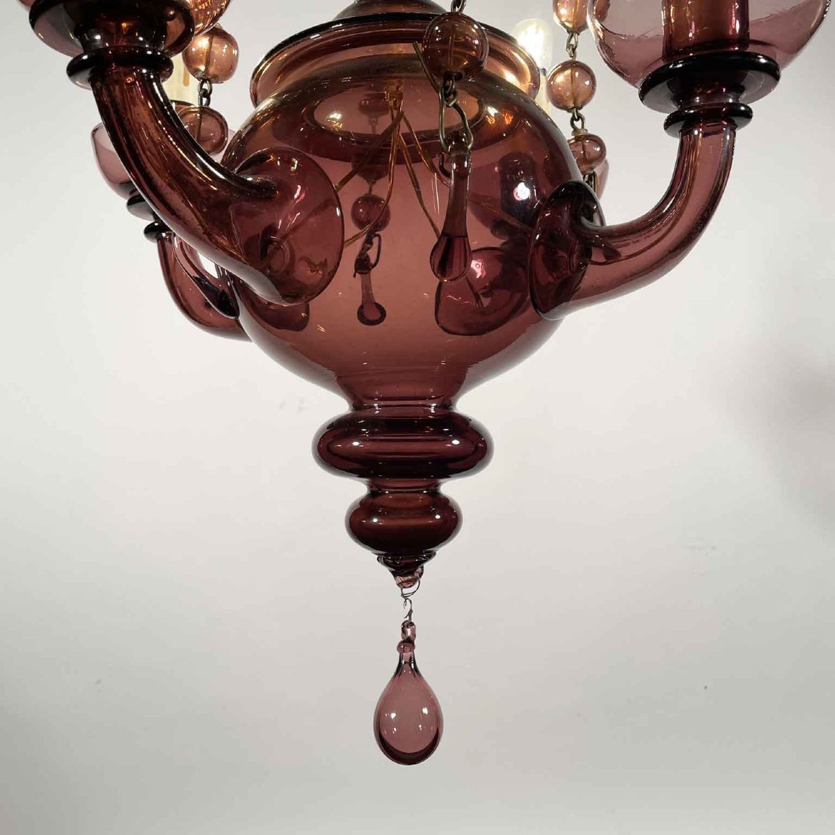 Venetian Amethyst Blown Glass Chandelier Early 1900s-photo-4