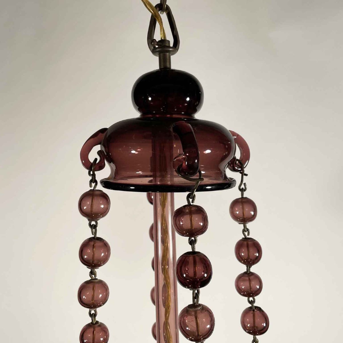 Venetian Amethyst Blown Glass Chandelier Early 1900s-photo-4