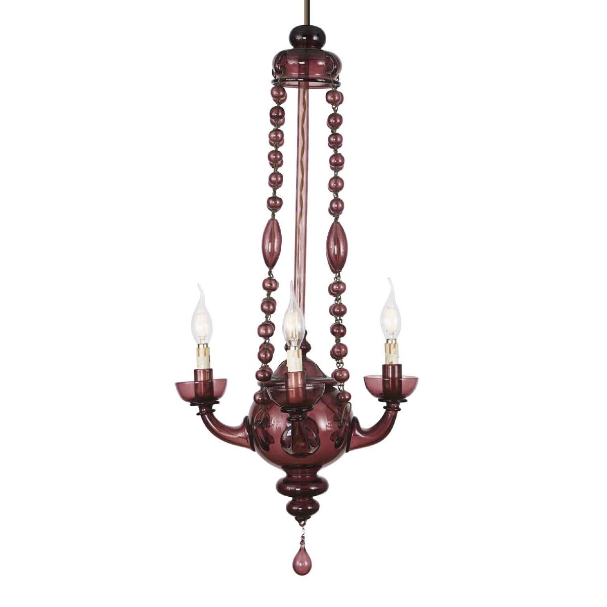 Venetian Amethyst Blown Glass Chandelier Early 1900s