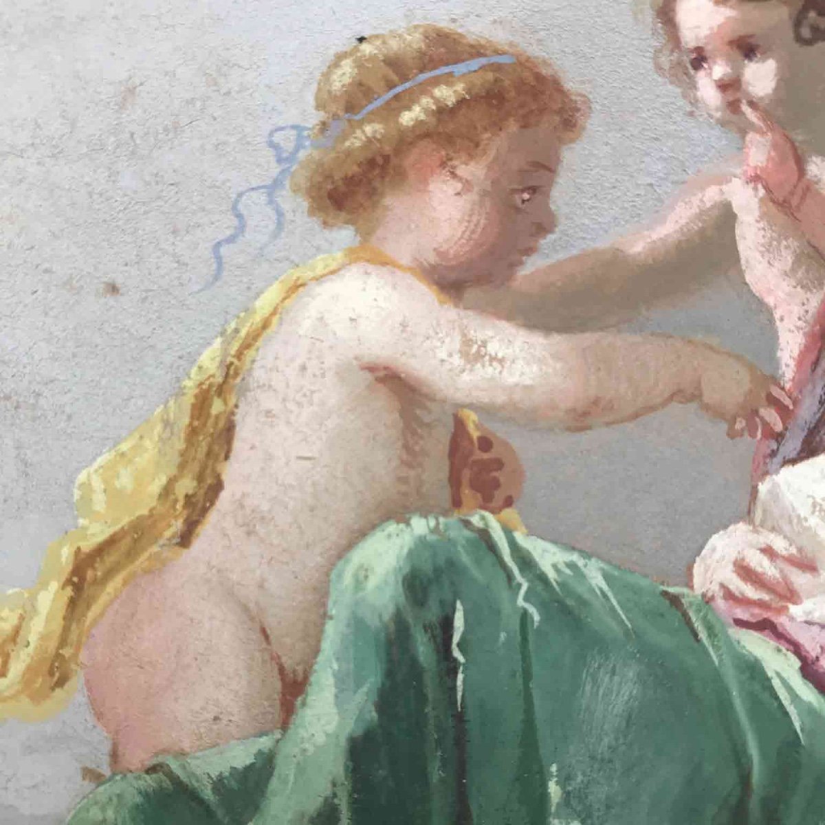 19th Century Italian Romantic Allegory Of Ecstasy With Putti-photo-3