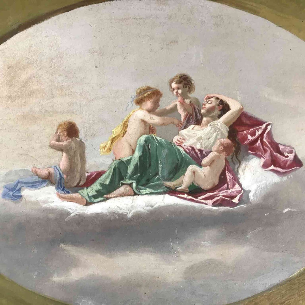 19th Century Italian Romantic Allegory Of Ecstasy With Putti-photo-4