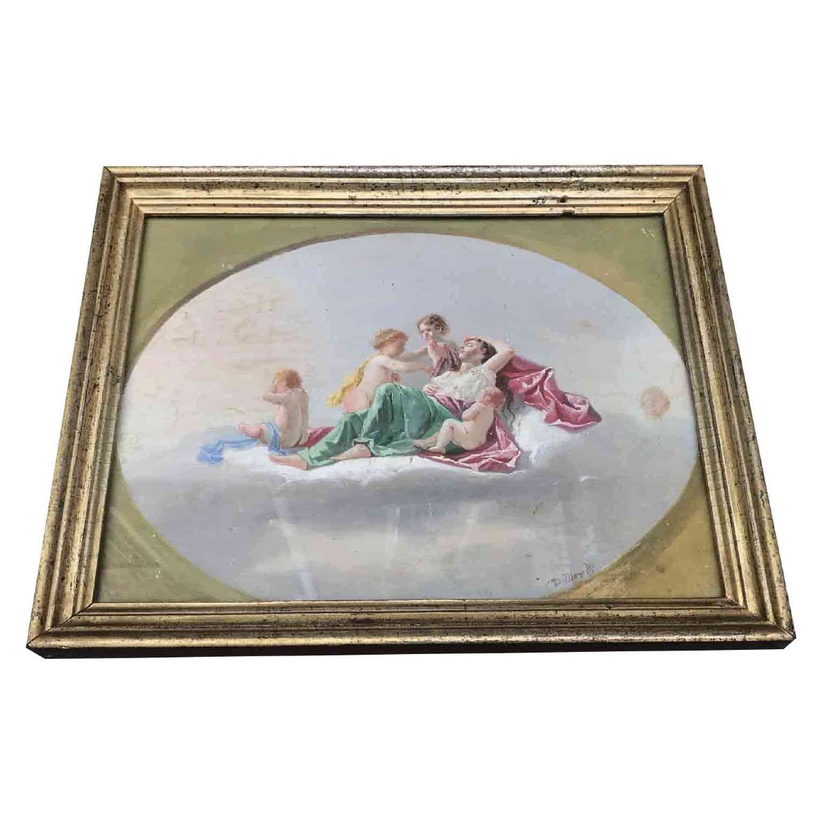 19th Century Italian Romantic Allegory Of Ecstasy With Putti-photo-6