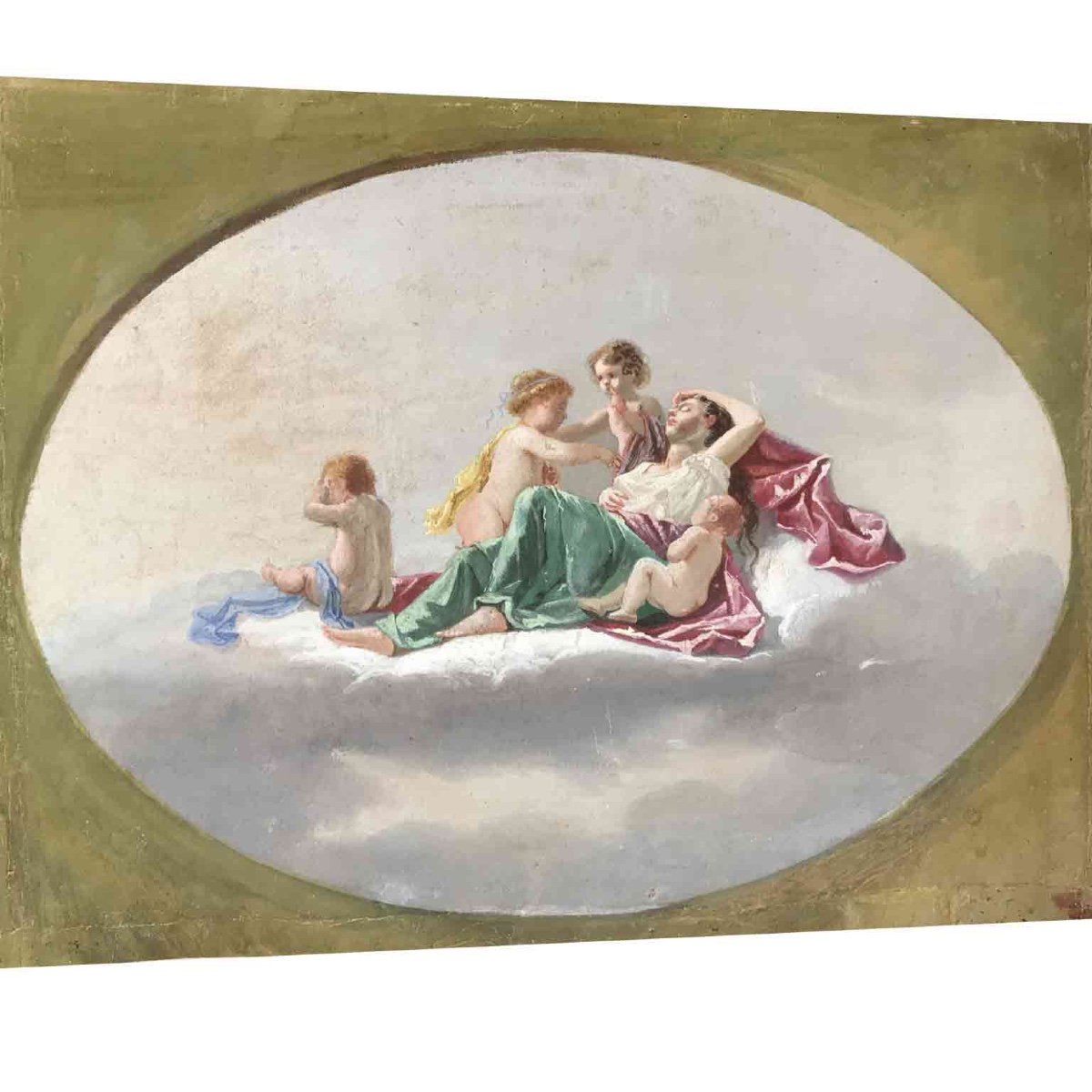 19th Century Italian Romantic Allegory Of Ecstasy With Putti-photo-7