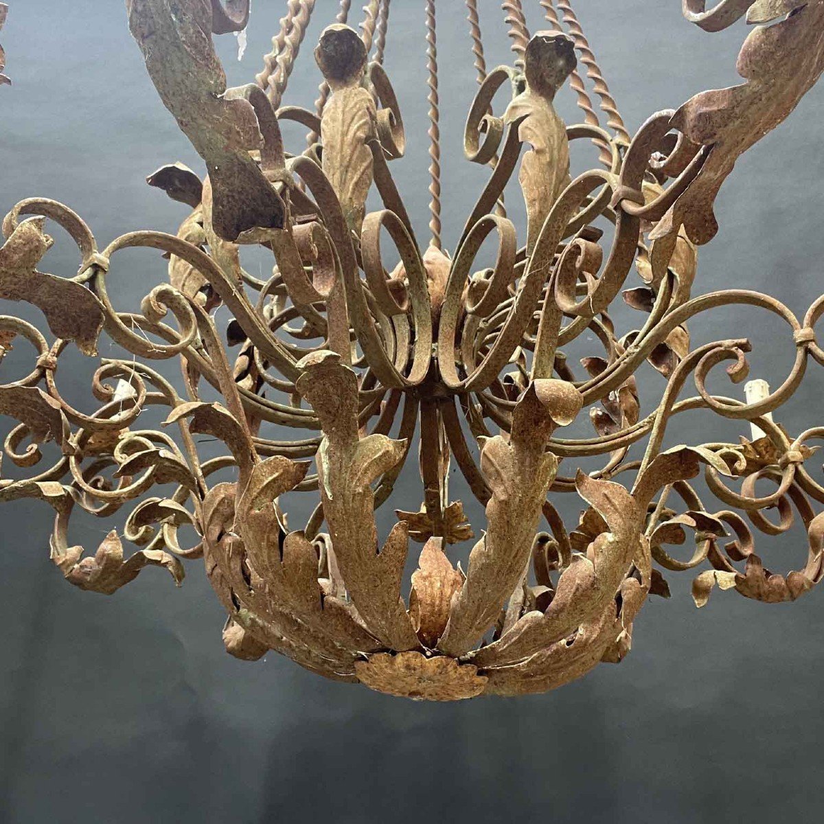 Pair Of Large Italian Wrough Iron Chandeliers 1970s Circa-photo-7