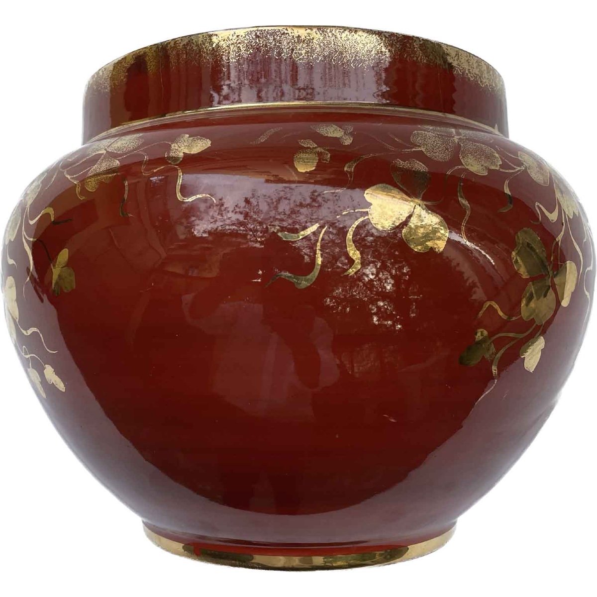 Guido Andlovitz Vase Rouge Et Or  Verbanum Stone Sci Laveno-photo-2