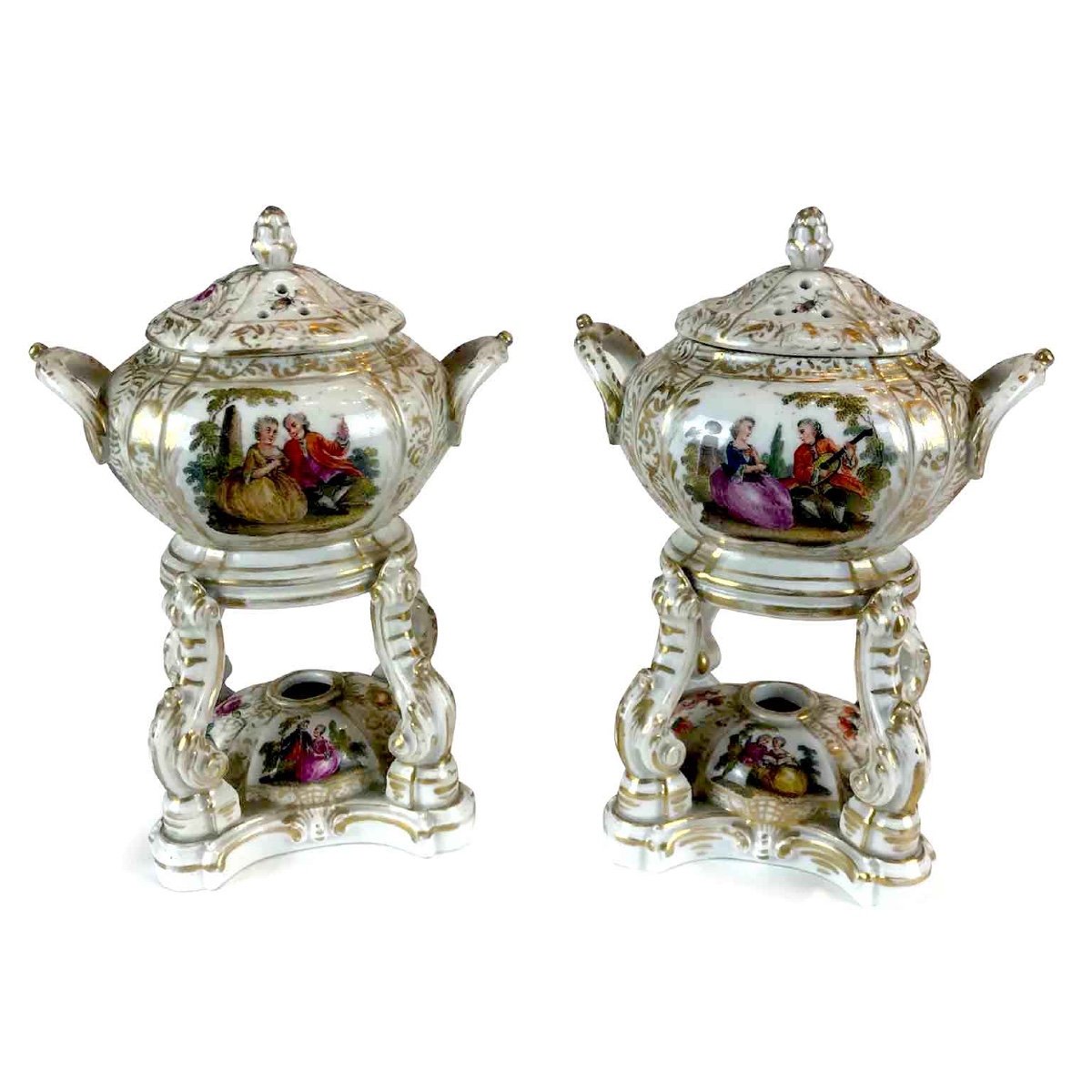 Pair Of Berlin Kpm Porcelain Perfume Burners  1820 Circa-photo-2