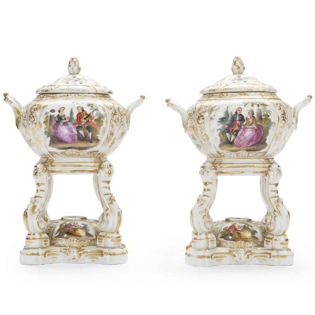 Pair Of Berlin Kpm Porcelain Perfume Burners  1820 Circa-photo-4