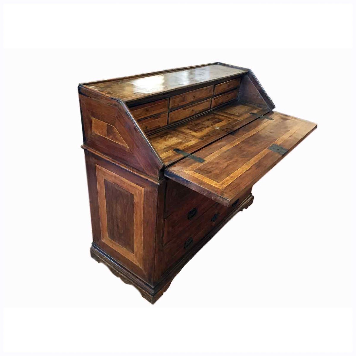 18th Century Italian Walnut Bureau With Flap-photo-1