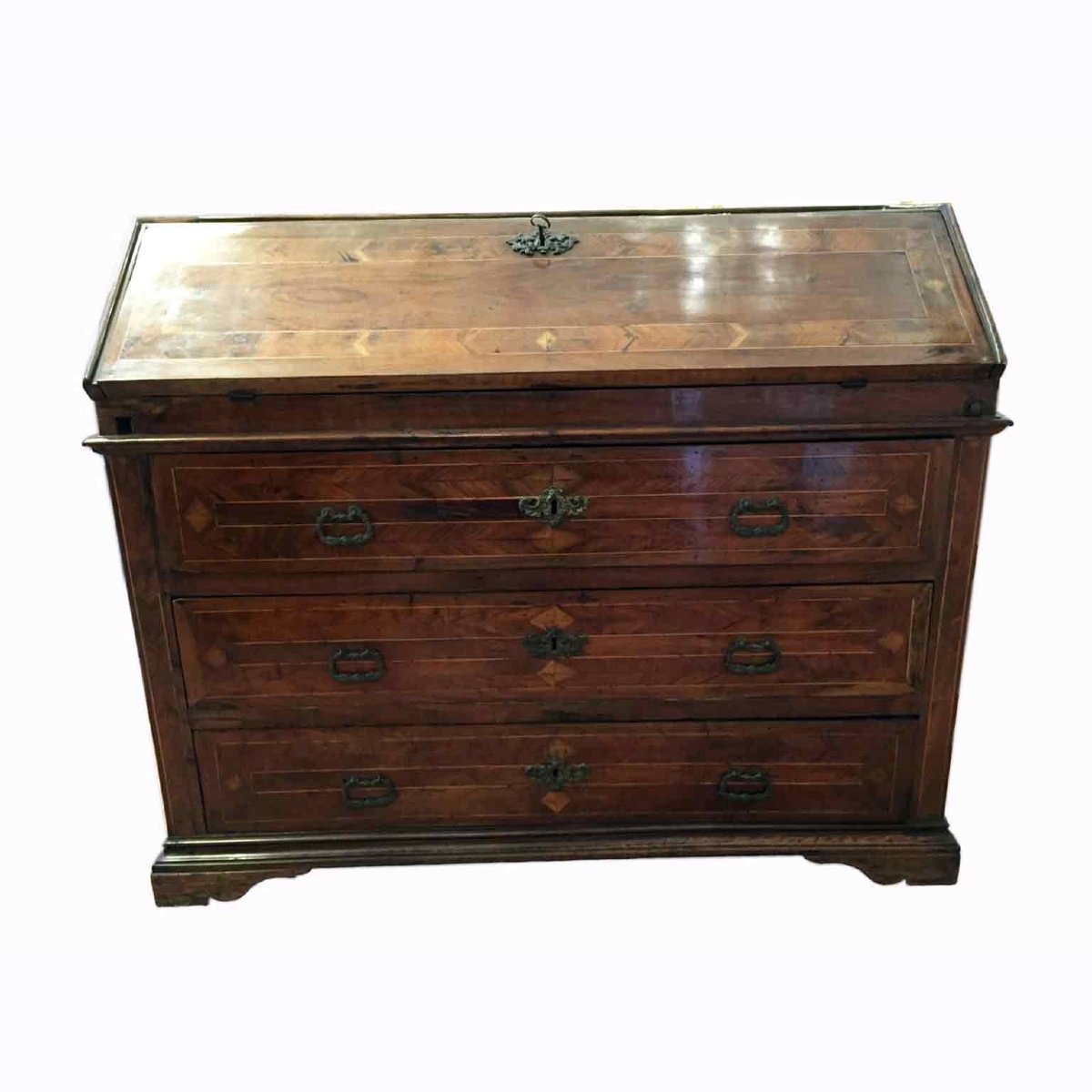 18th Century Italian Walnut Bureau With Flap-photo-2