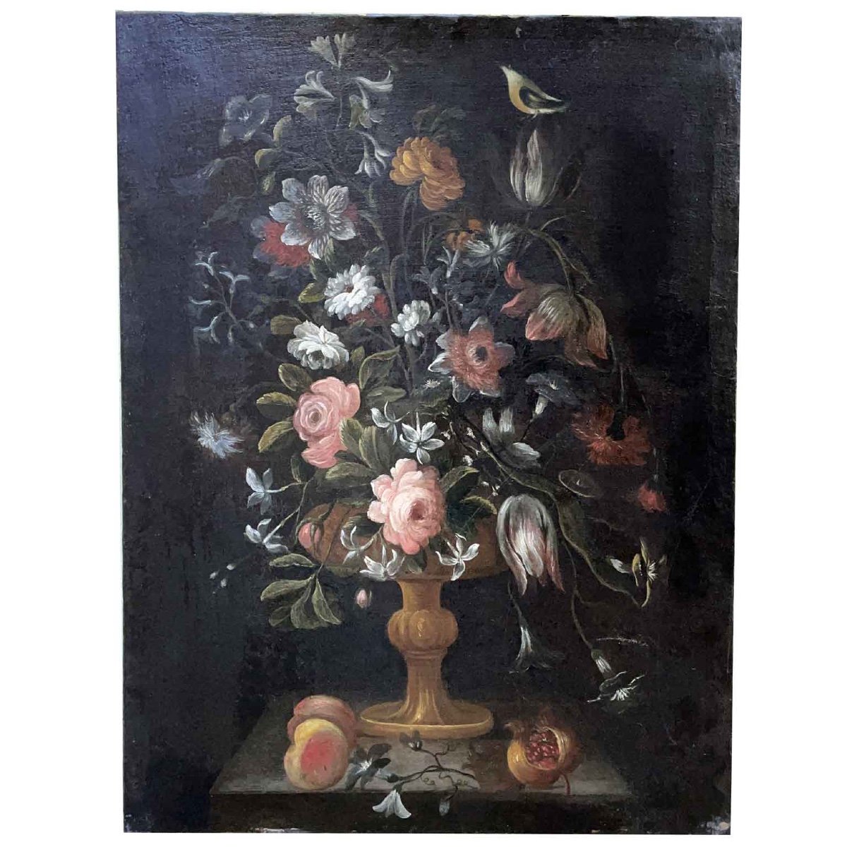 Pair Of 17th Century Italian Flowers Still Life Paintings-photo-2