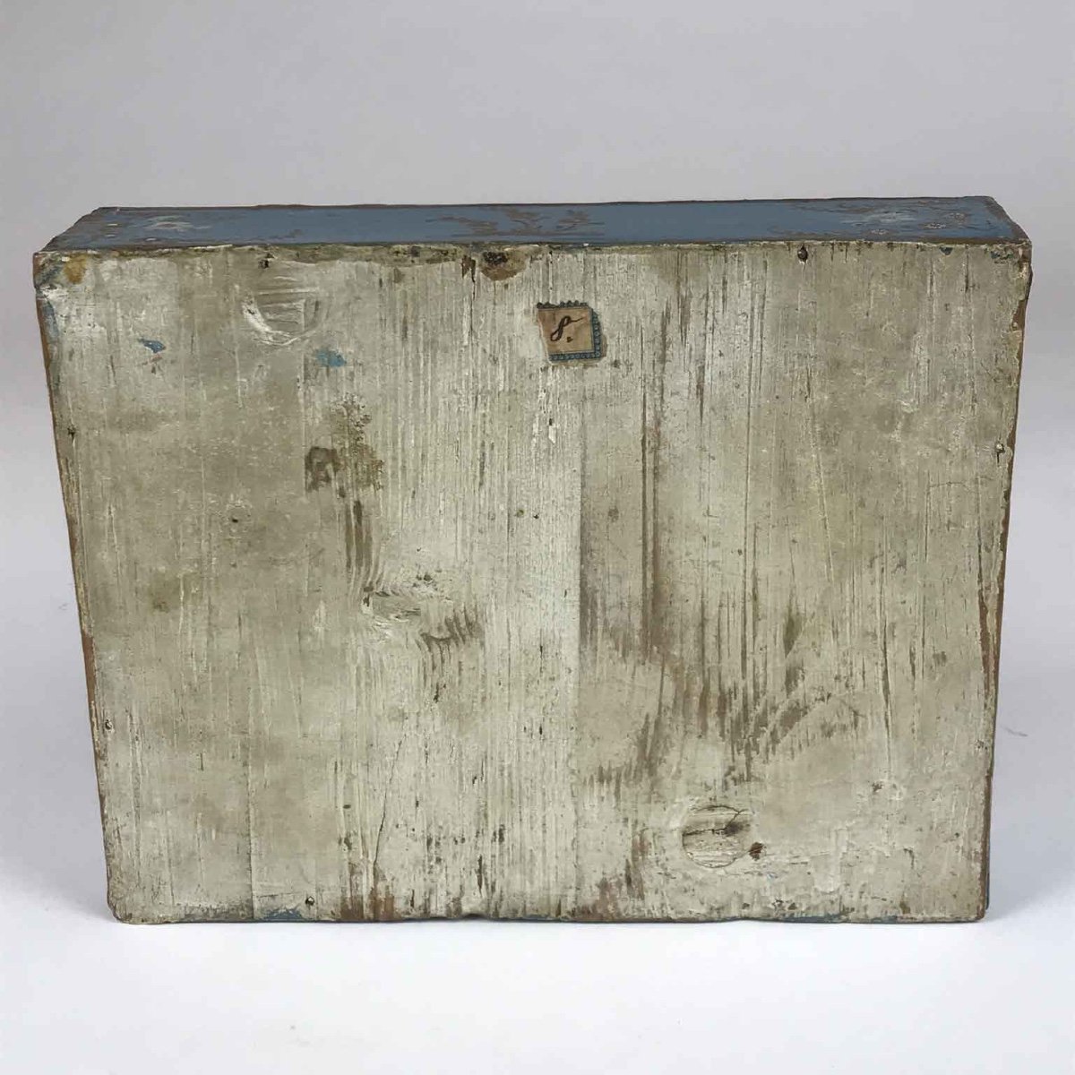 18th Century Italian Blue Wooden Box With Cupid And Flower Decoration-photo-5