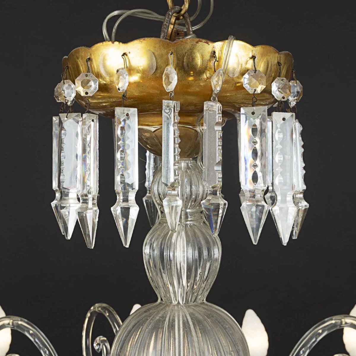 Lustre Italien En Cristal De Bohême à 12 Bras 1950-photo-2