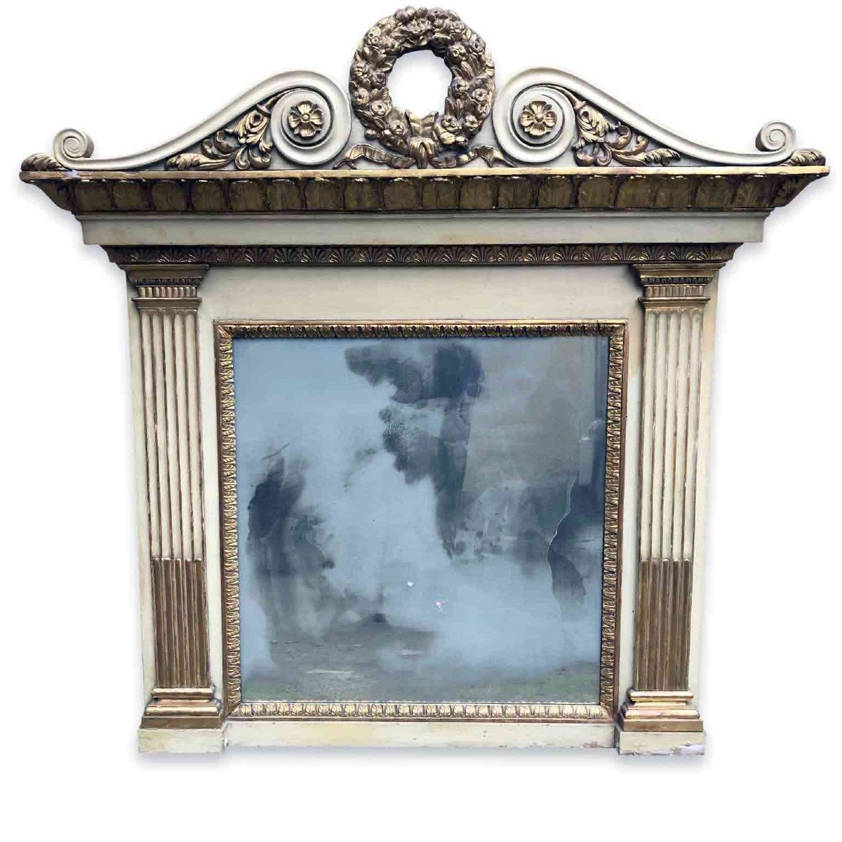 19th Century Italian Neoclassical Mirror Ivory And Giltwood Overmantel-photo-2