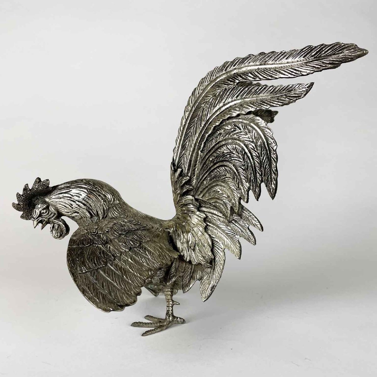 Pair Of Cast Roosters Early 1900s-photo-7