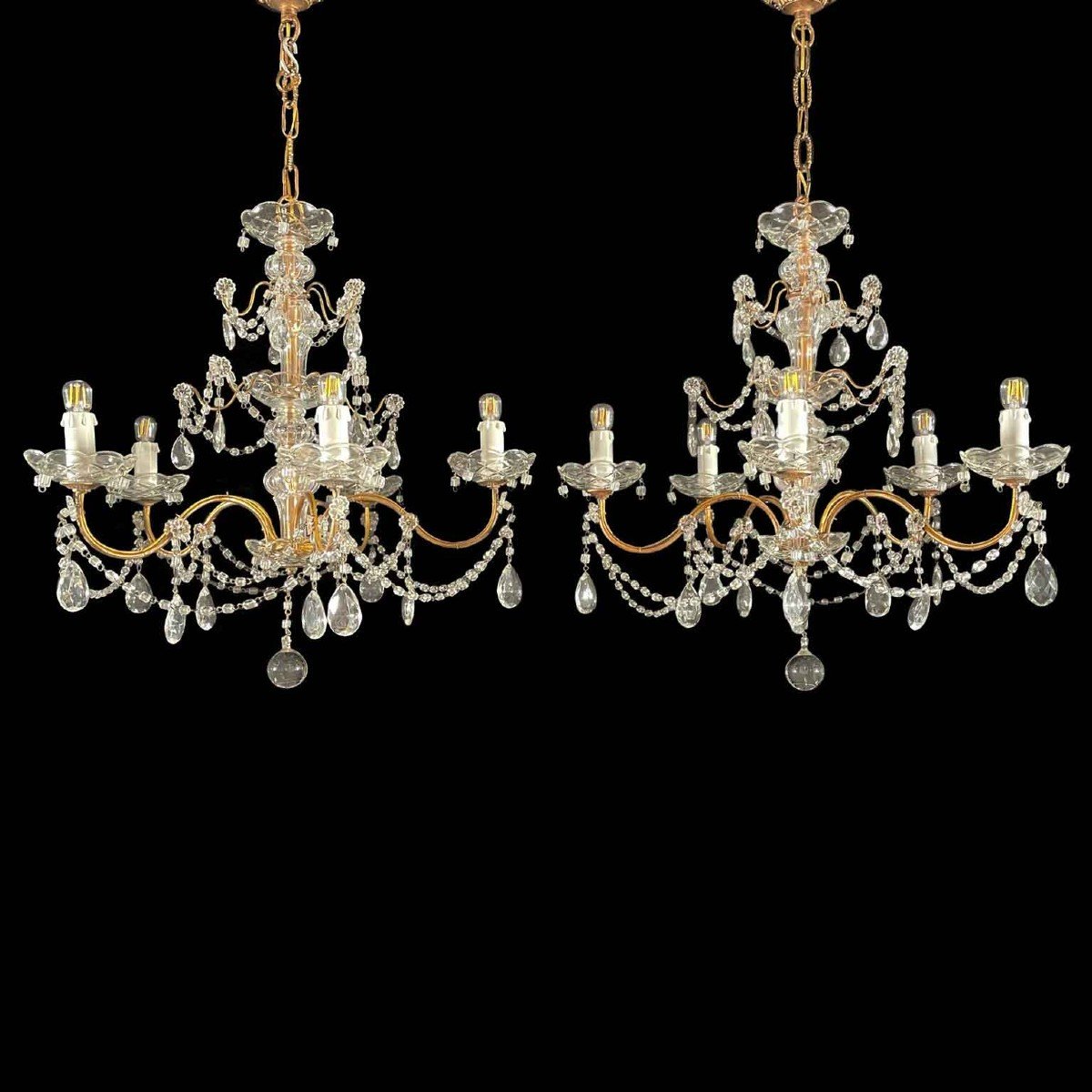 Pair Of Italian Crystal Chandeliers 1950s Circa-photo-6