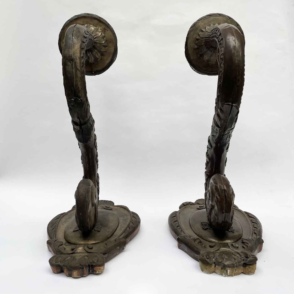 18th Century Pair Of Italian Embossed Copper Sconces-photo-2