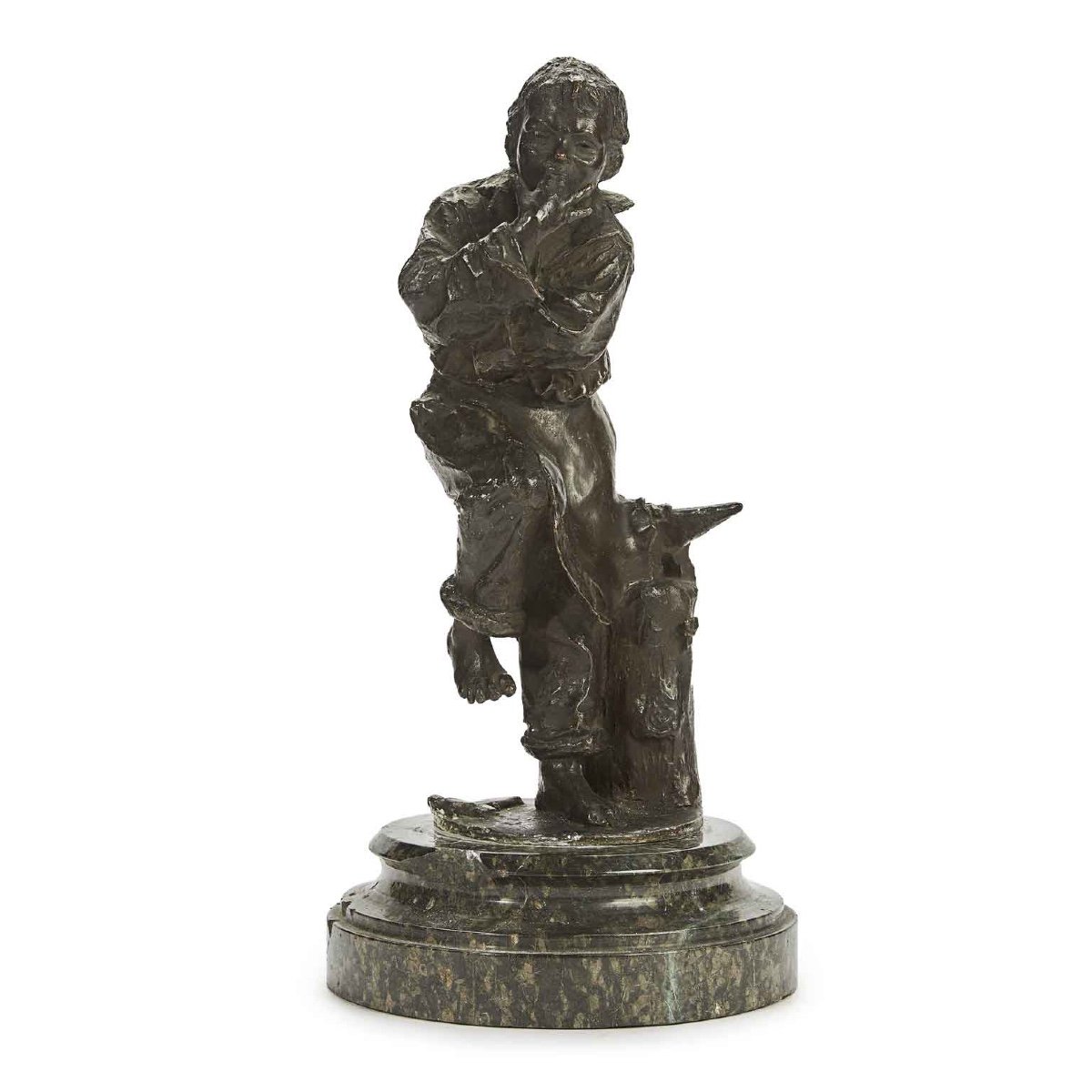 Early 20th Century Italian Satirical Bronze Sculptures A Pair Of Young Blacksmiths-photo-4