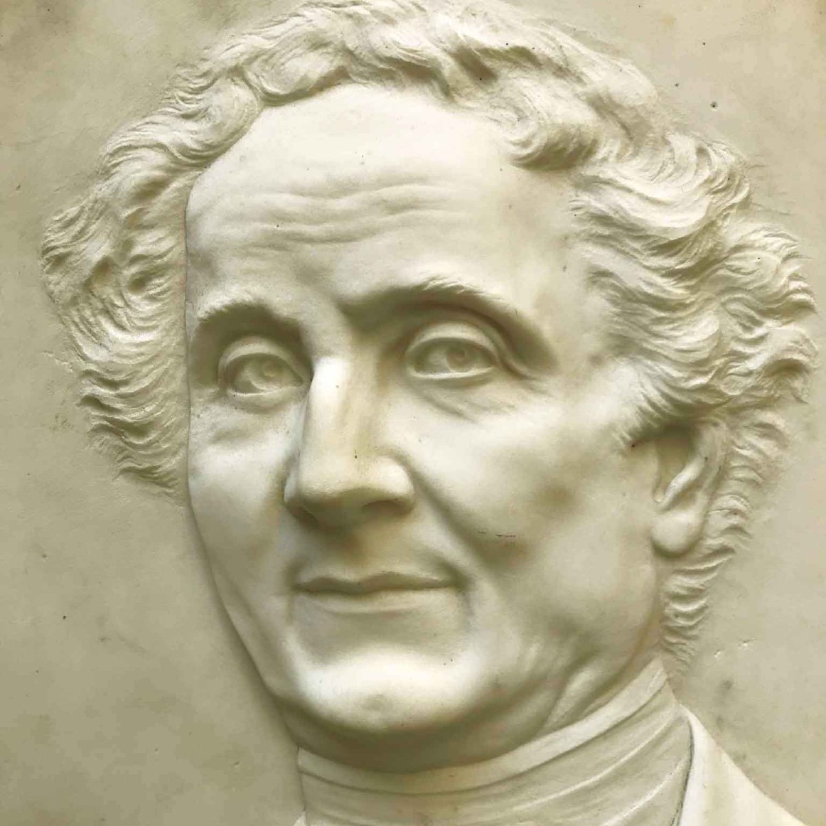 Bas Relief Italien En Marbre Blanc  Portrait De Francesco Rossignoli-photo-3