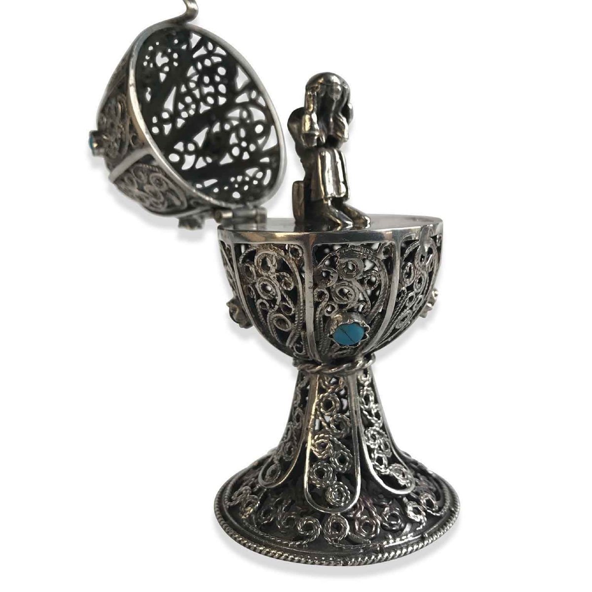 Early 20th Century Silver Filigree Besamin Judaica Havdalah -photo-4