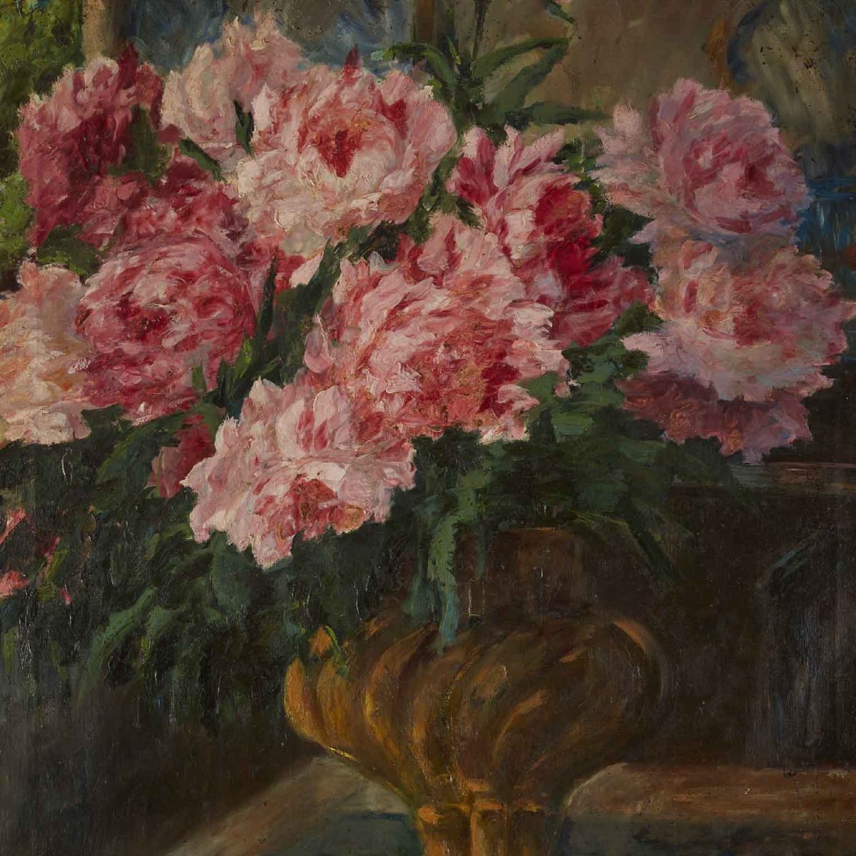 Nature Morte Aux Pivoines Roses école Italienne Signée Airoldi 1924-photo-2