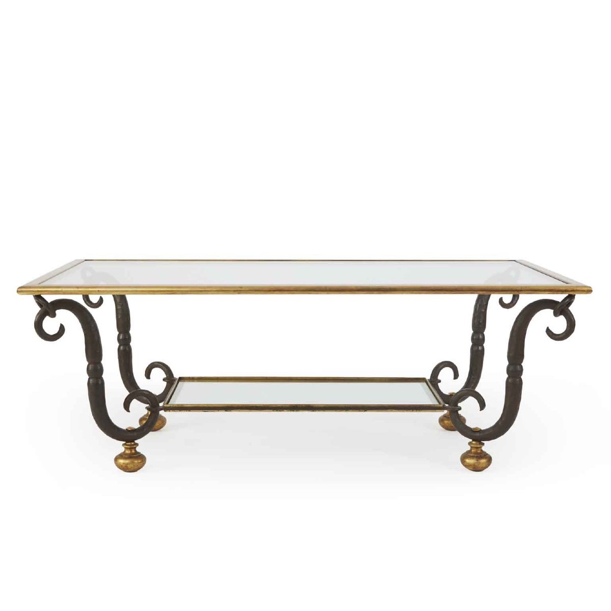 Italian Forged And Gilt Iron Rectangular Coffee Table By Banci Firenze 1980s