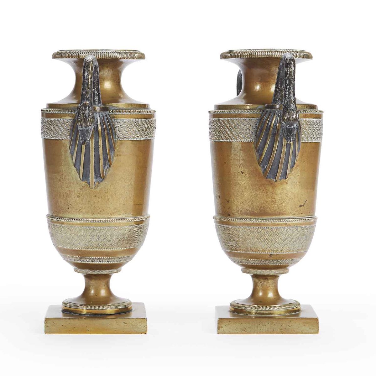 Paire De Vases Empire En Bronze -photo-2