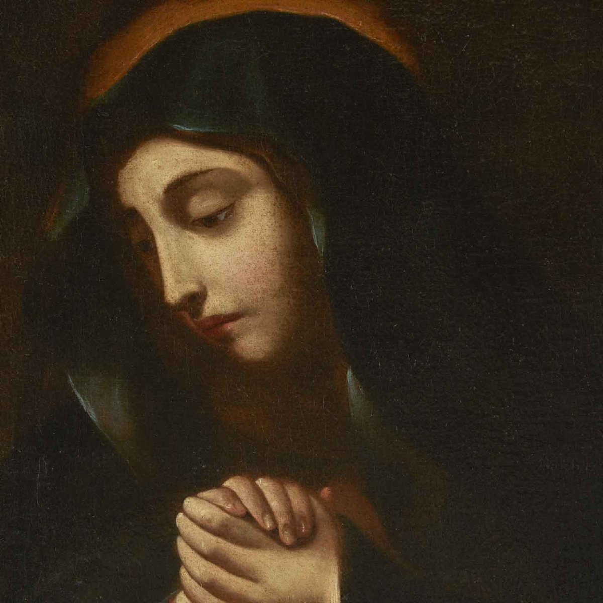 Mater Dolorosa Peinture Religieuse Italienne 18ème Huile Sur Toile-photo-2