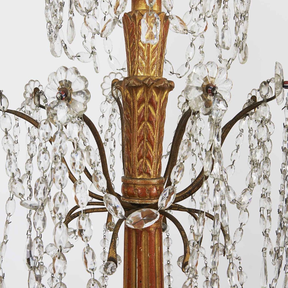 Louis XVI Genoese Chandelier In Gilded Wood And Crystals End 1700 Eight Lights -photo-5