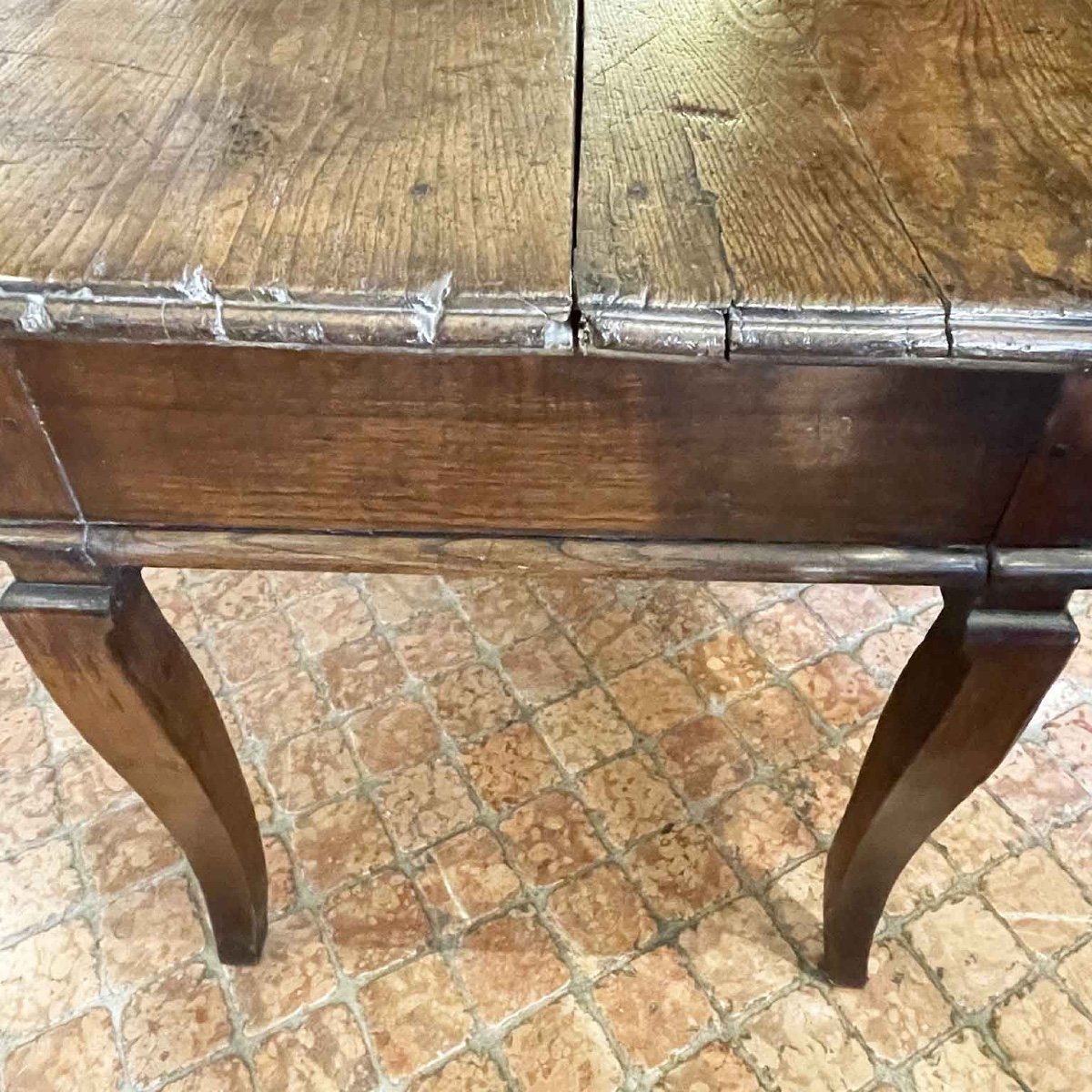 Italian 1700s Chestnut Wood Rectangular Dining Table  With Drawers -photo-5