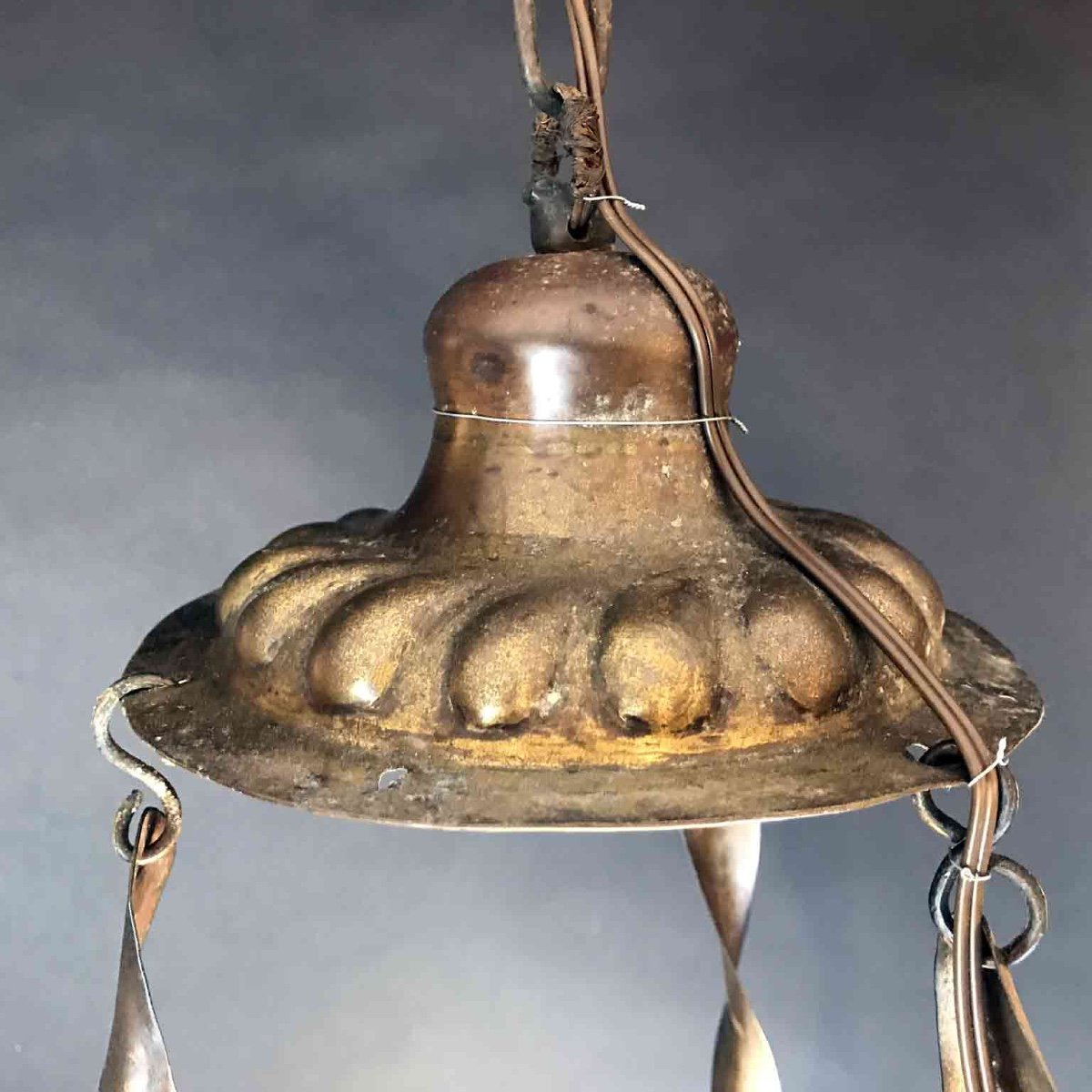 Italian 19th Century Pendant Oil Lamp Chandelier Hanging Church Lantern-photo-4