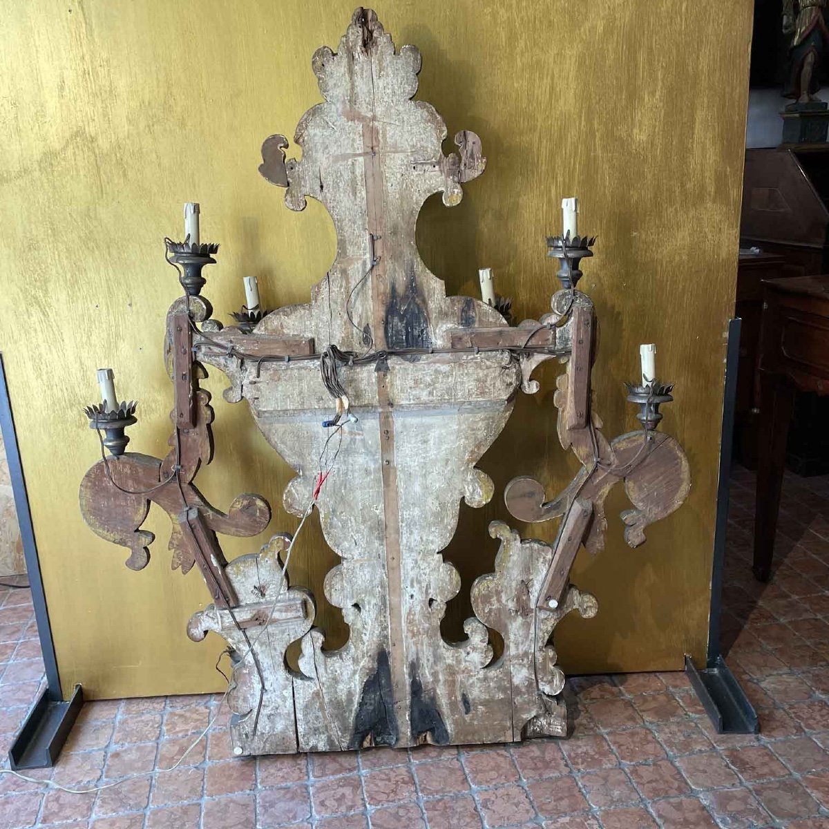 Large Size Italian Early 1800 Nine-light Silvered Sconce Bunch Of Grapes Engraving-photo-2