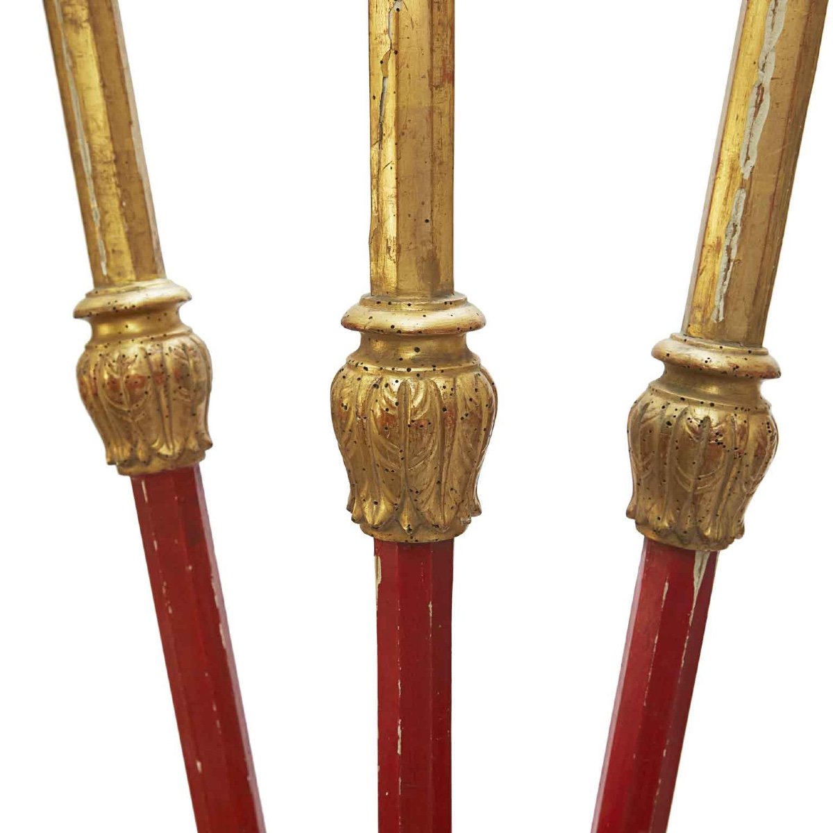 Three 18th Century Golden Candle Holders -photo-1