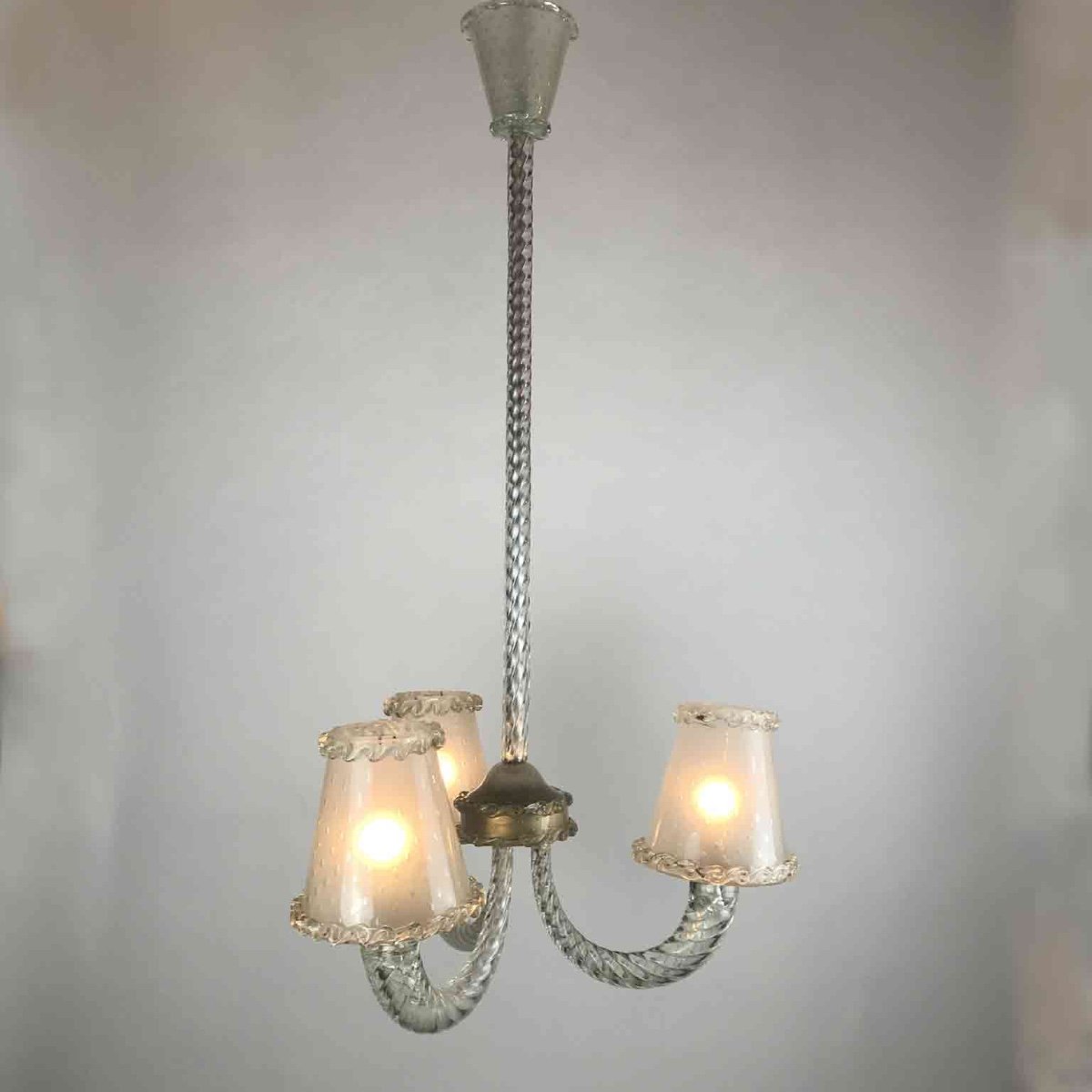 20th Century Italian Barovier & Toso Venetian Murano Art Deco Chandelier-photo-2