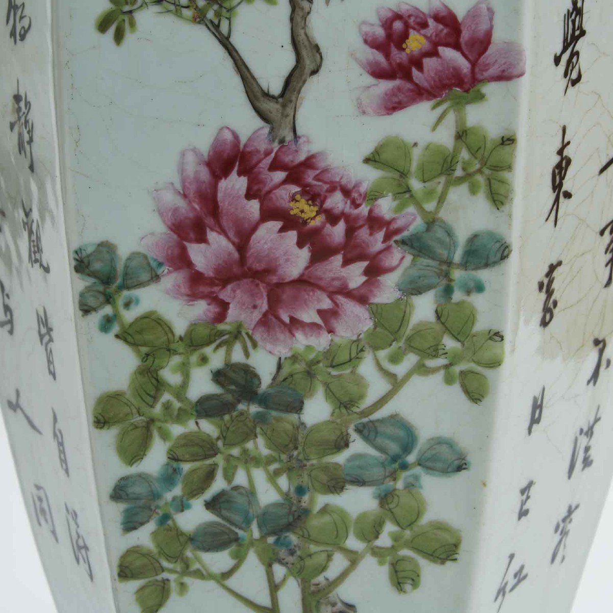 Pair Of Chinese Hexagonal Porcelain Vases Qing Dynasty 19th Century-photo-7