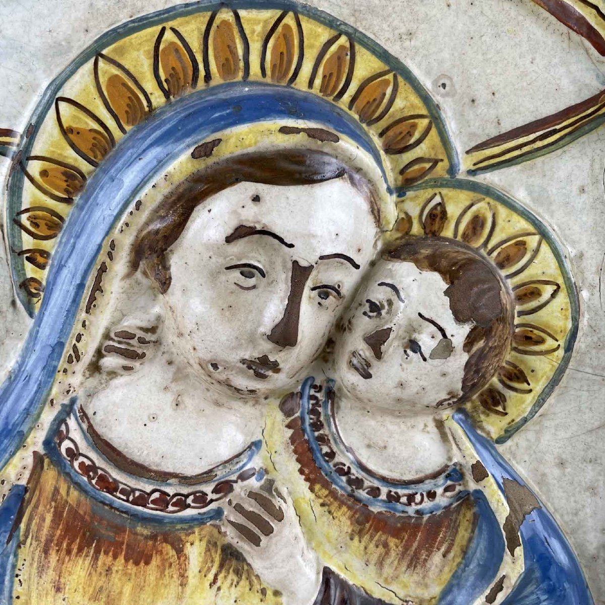 Vierge à l'Enfant En Terre Cuite 17ème-photo-2