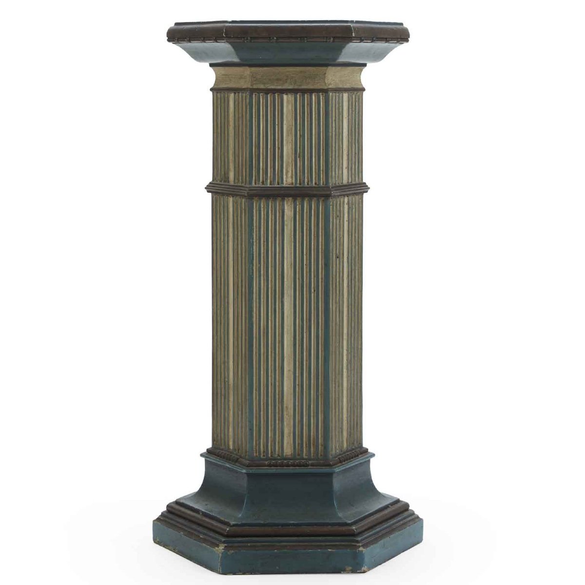 20th Century Italian Turquoise Hexagonal Carved Column