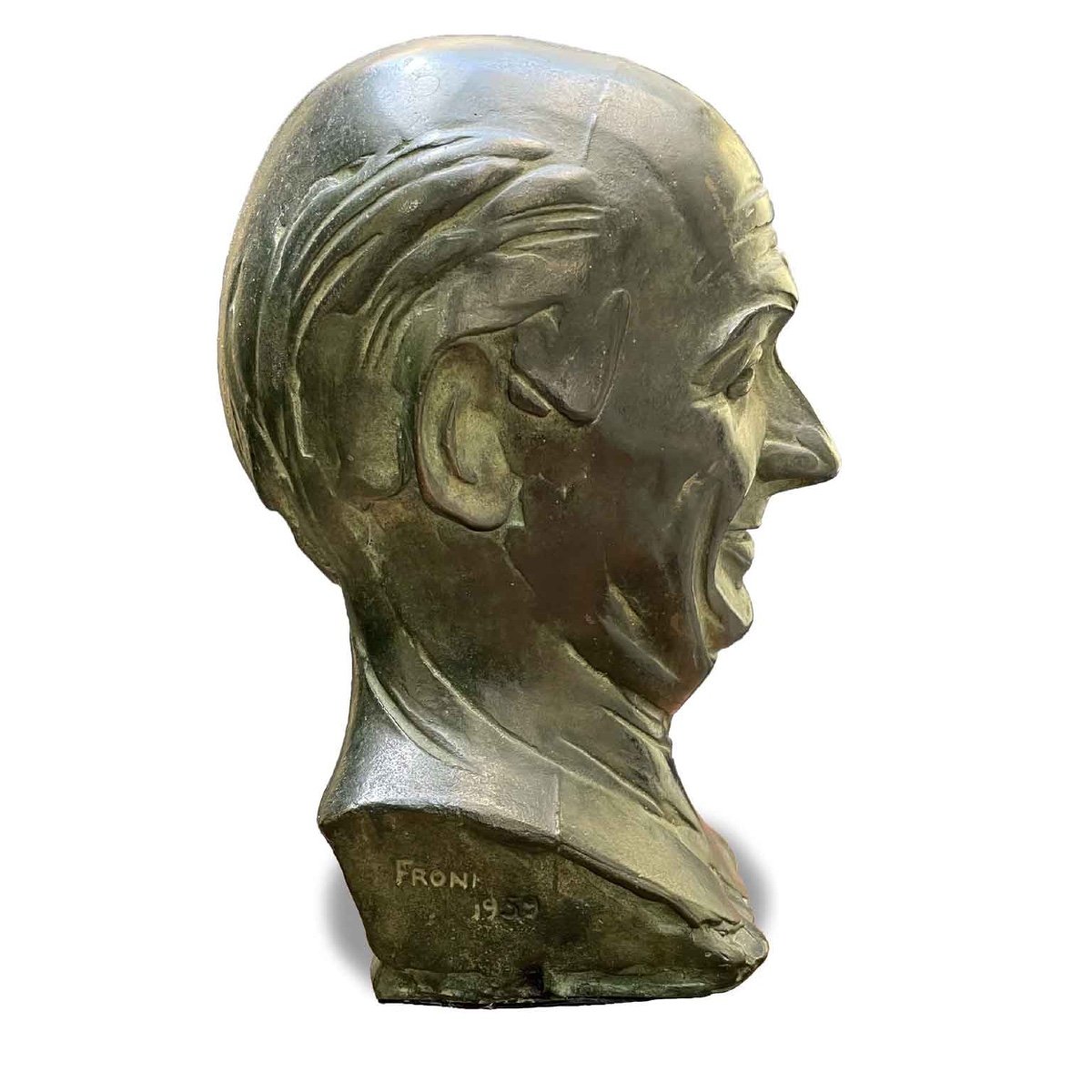 Caricature Male Bronze Face By The Italian Sculptor Luigi Froni 1959-photo-3