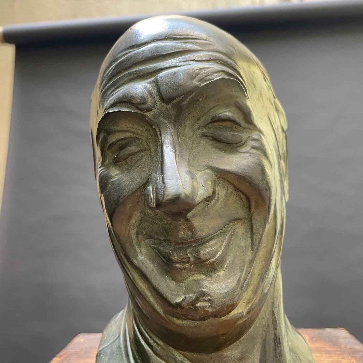 Caricature Male Bronze Face By The Italian Sculptor Luigi Froni 1959-photo-1