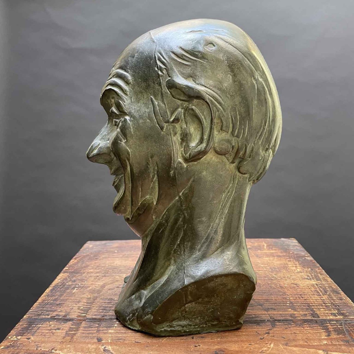 Caricature Male Bronze Face By The Italian Sculptor Luigi Froni 1959-photo-4