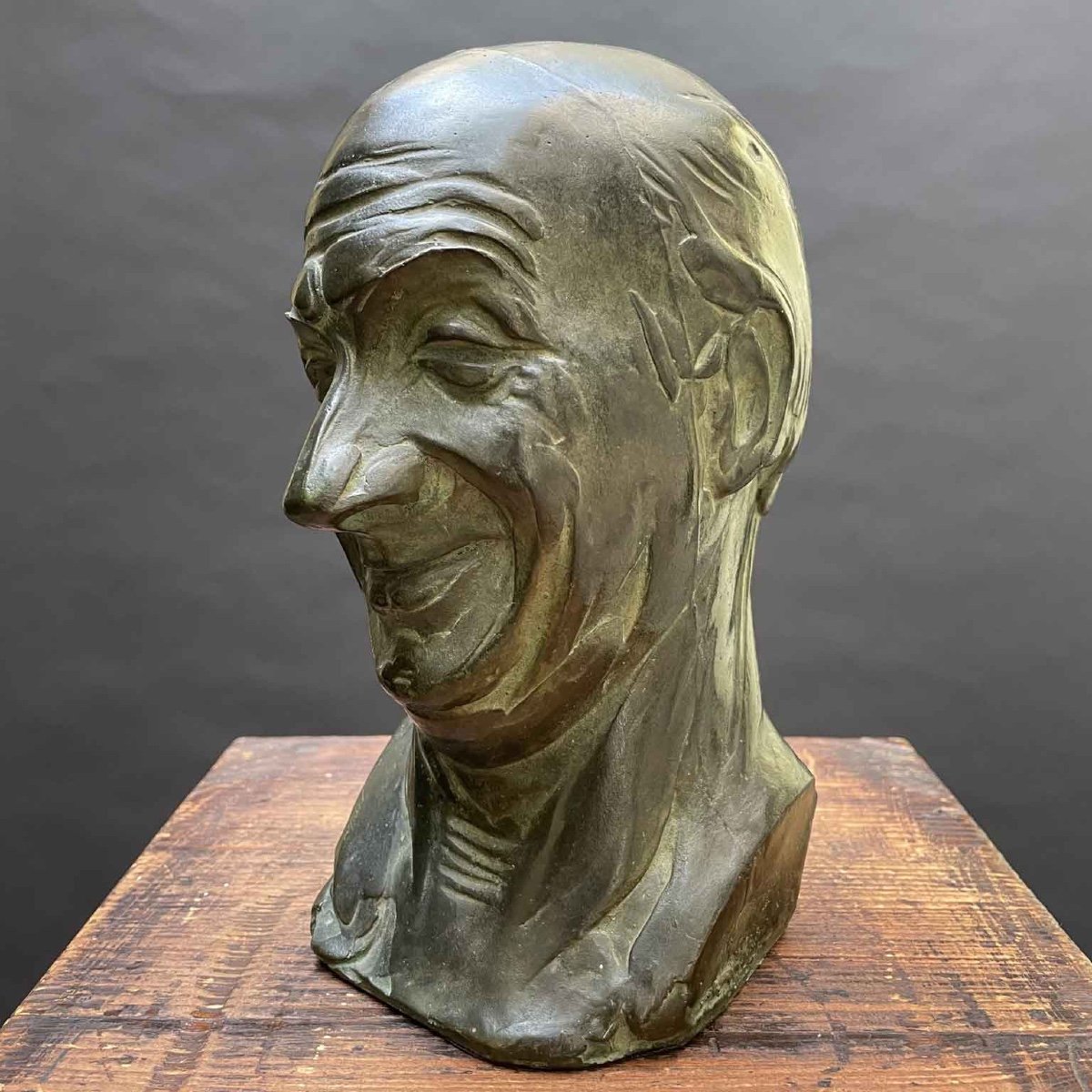 Caricature Male Bronze Face By The Italian Sculptor Luigi Froni 1959-photo-5