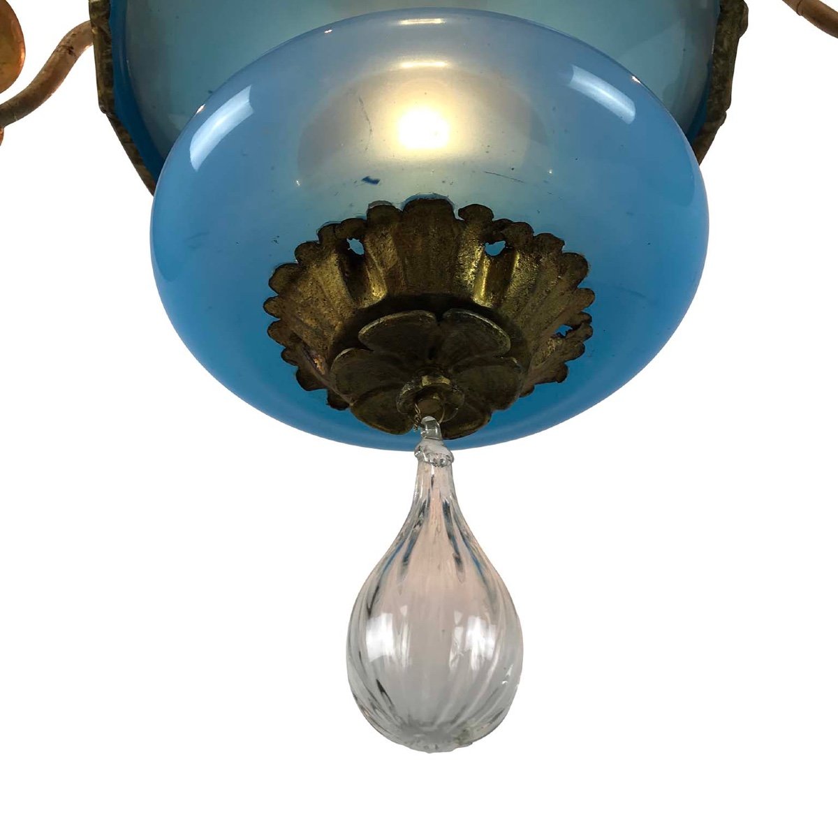 Lustre Turquoise Et Doré Lucca XIX Siecle -photo-6