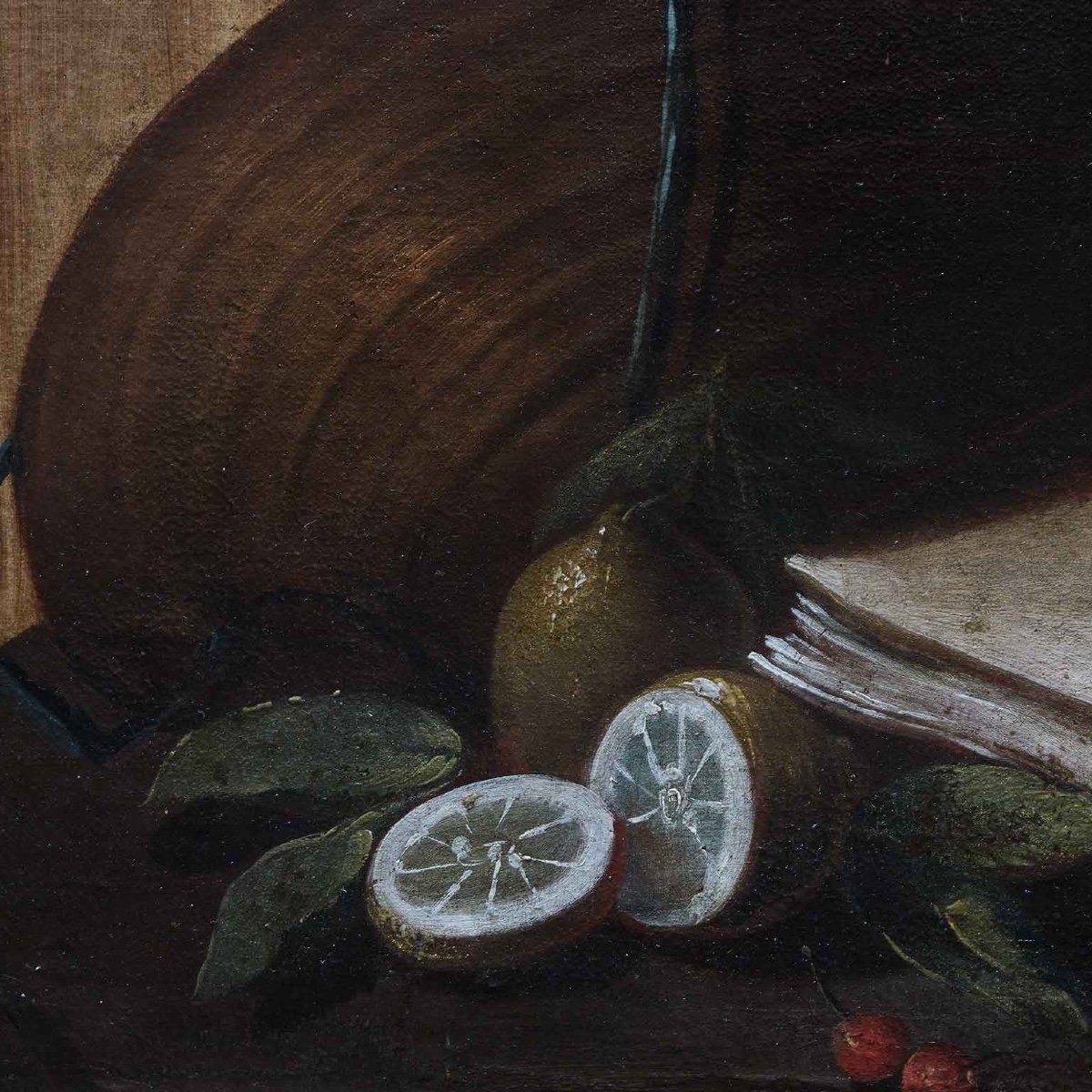 Pendant De Trompe l'Oeil  Avec Nature Morte Italienne Début 18ème d'Après Cristoforo Munari -photo-2