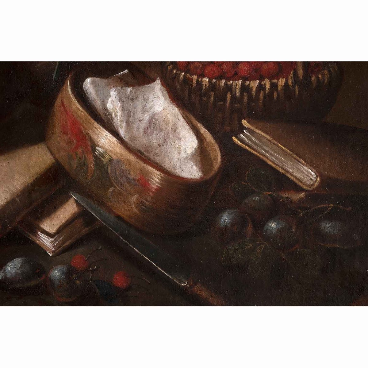 Pendant De Trompe l'Oeil  Avec Nature Morte Italienne Début 18ème d'Après Cristoforo Munari -photo-3