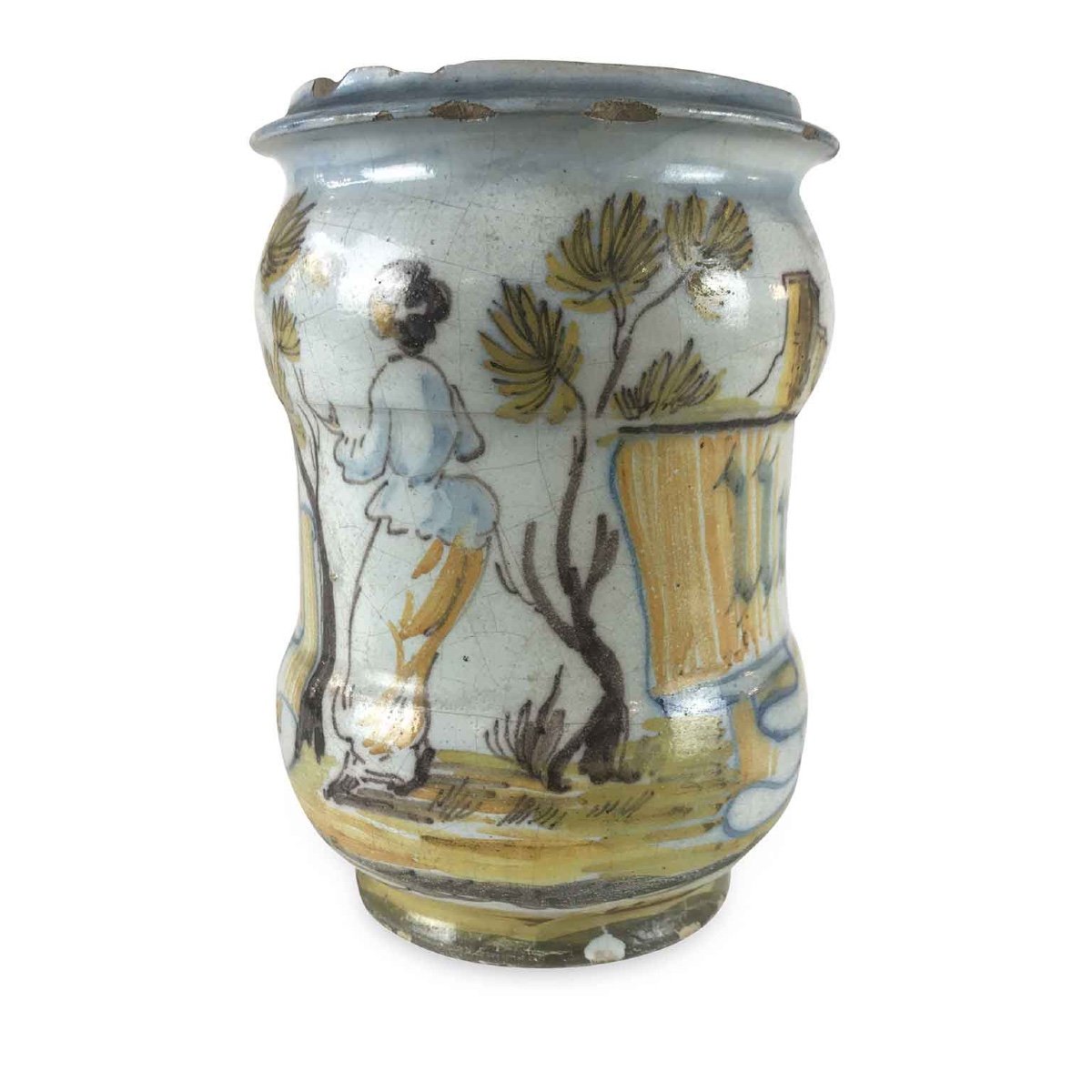 18th Century Italian Majolica Albarello Drug Jar Camphor By Jacques Boselly -photo-3