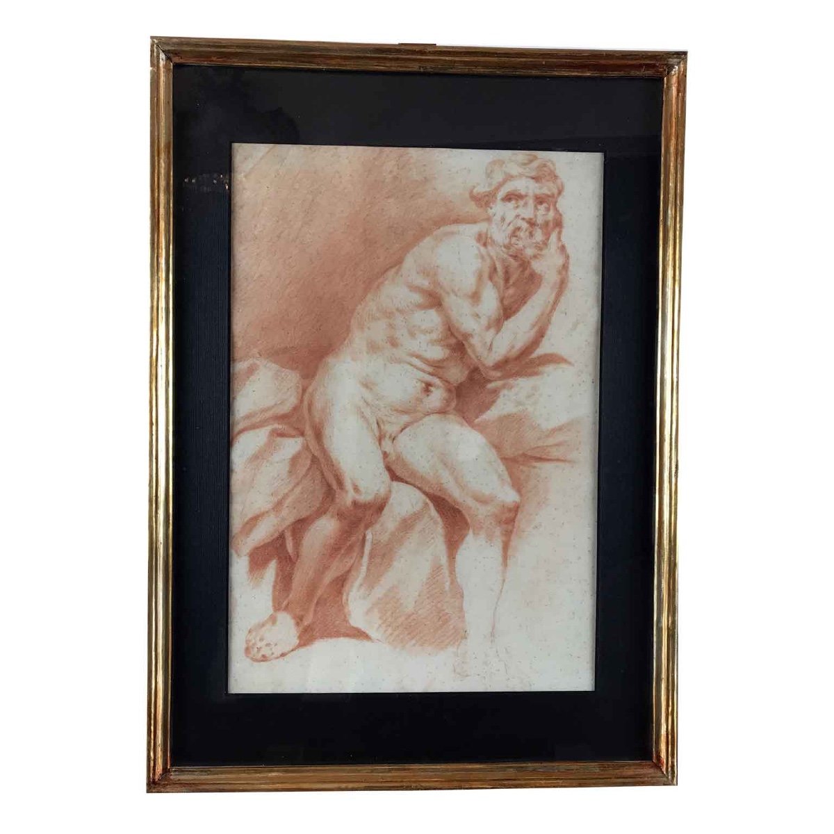 Pair Of Italian Drawings After Procaccini Academic Studies Of Nude Male 1780s-photo-2