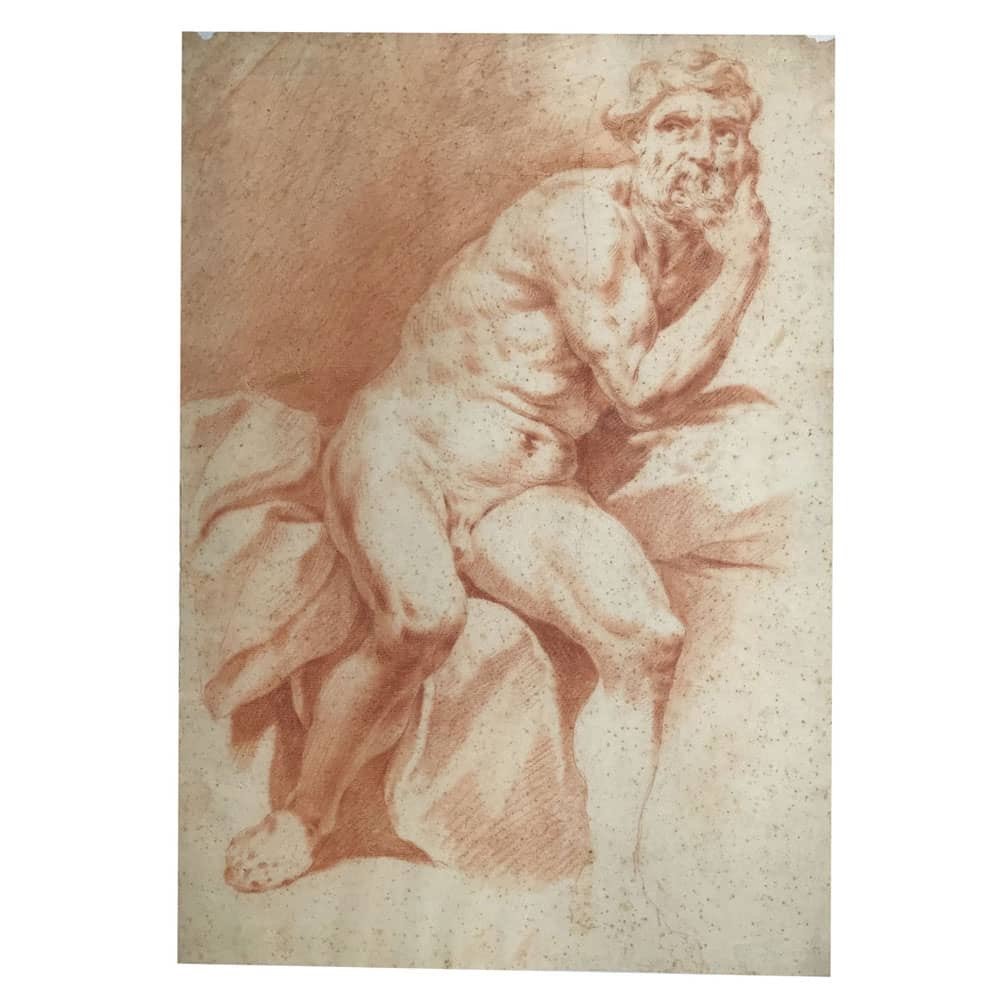 Pair Of Italian Drawings After Procaccini Academic Studies Of Nude Male 1780s-photo-4