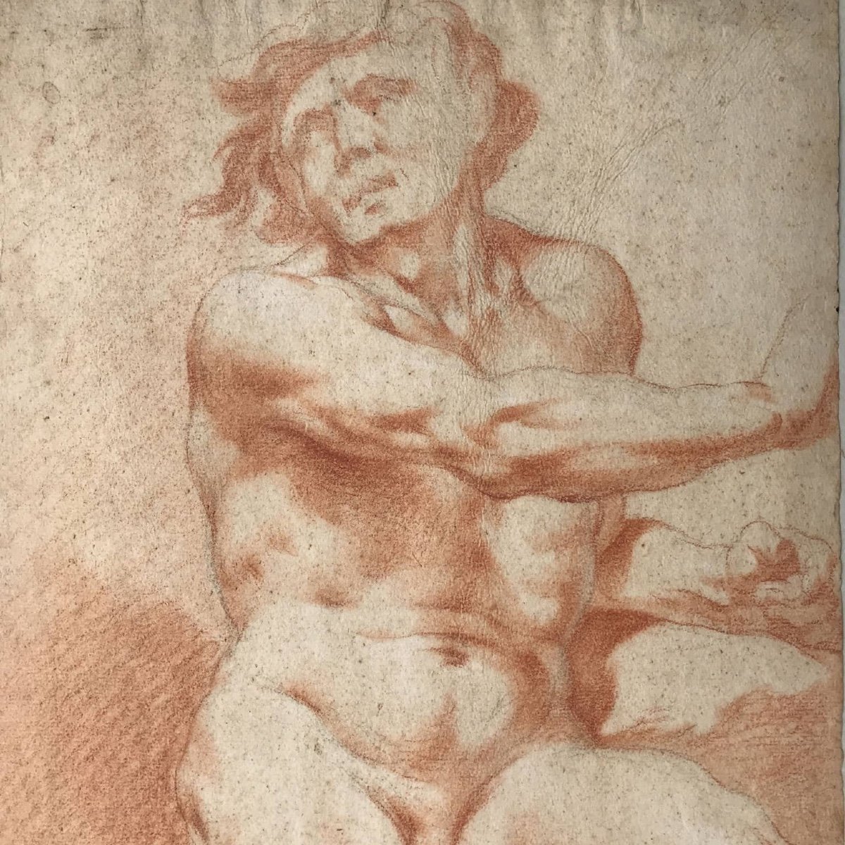 Pair Of Italian Drawings After Procaccini Academic Studies Of Nude Male 1780s-photo-5