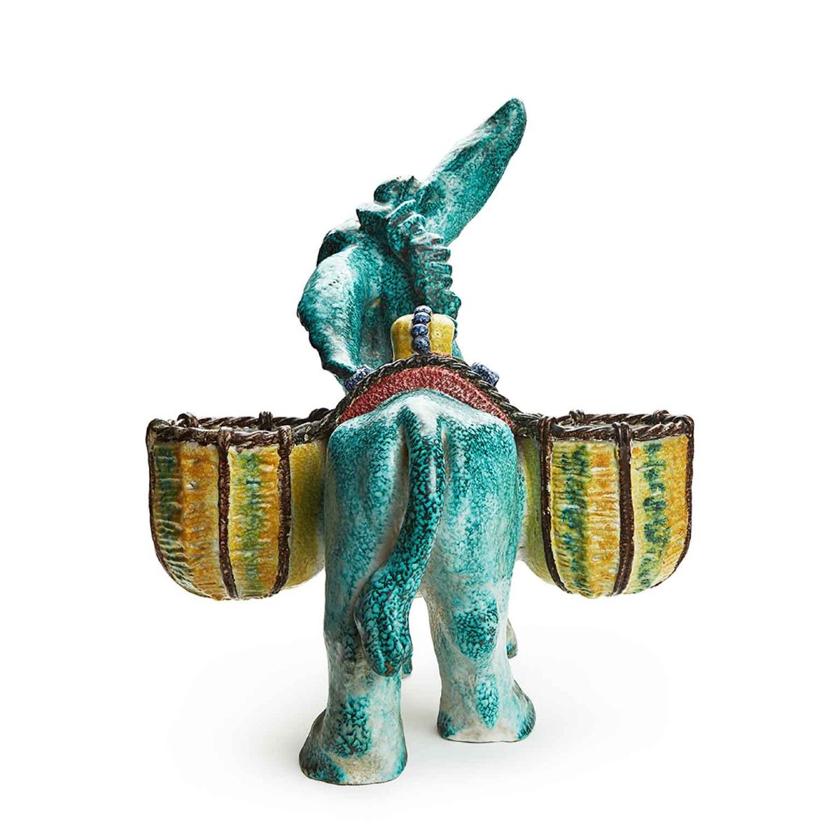 Large Turquoise Ceramic Donkey Sculpture Perugia 1950-photo-3